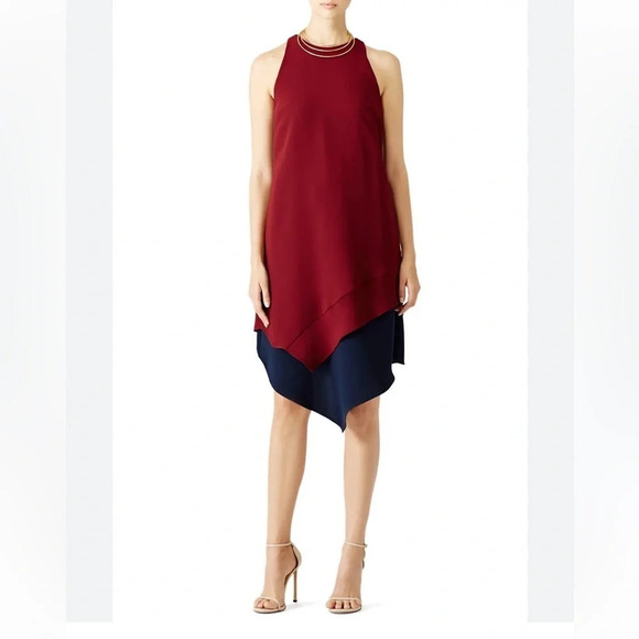 Tuckernuck Hunter Bell Burgundy Navy Layer Midi Shift Dress Size 4 - Picture 1 of 11